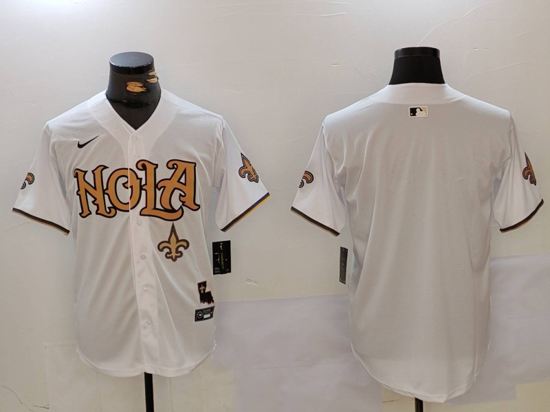 Men New Orleans Saints Blank White Second generation Joint Name 2024 Nike Limited NFL Jersey style 2